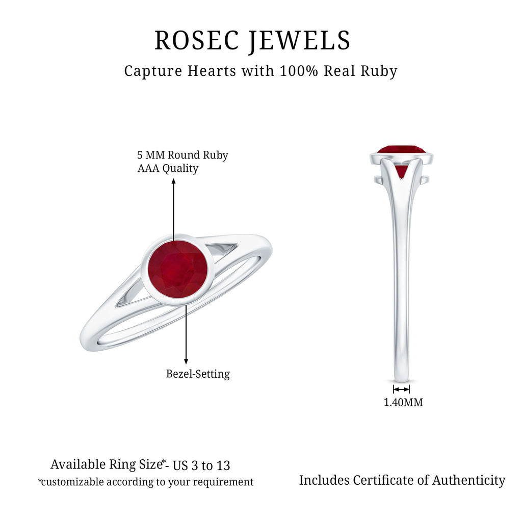Ruby Promise Ring – 0.6 Carat Natural Ruby Split Shank Band AAA Quality Gemstone