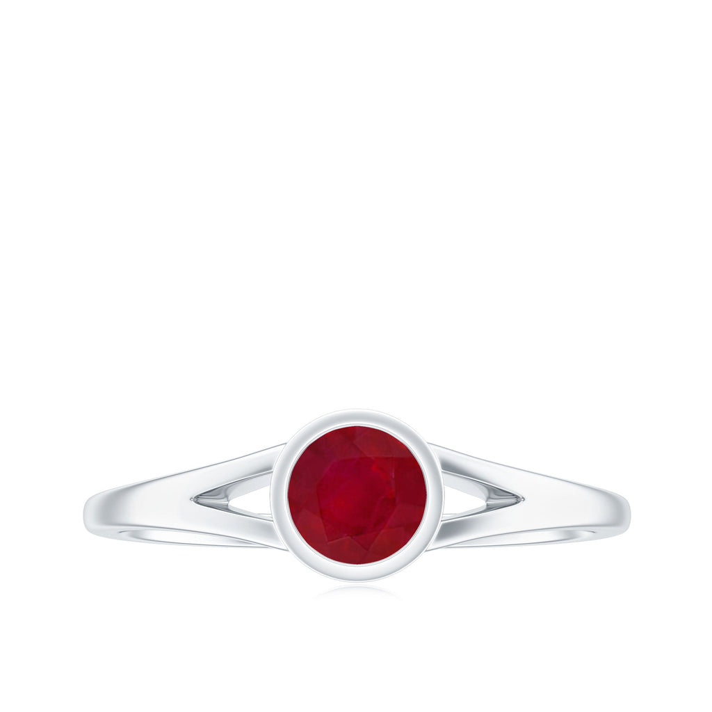 Ruby Promise Ring – 0.6 Carat Natural Ruby Split Shank Band AAA Quality Gemstone