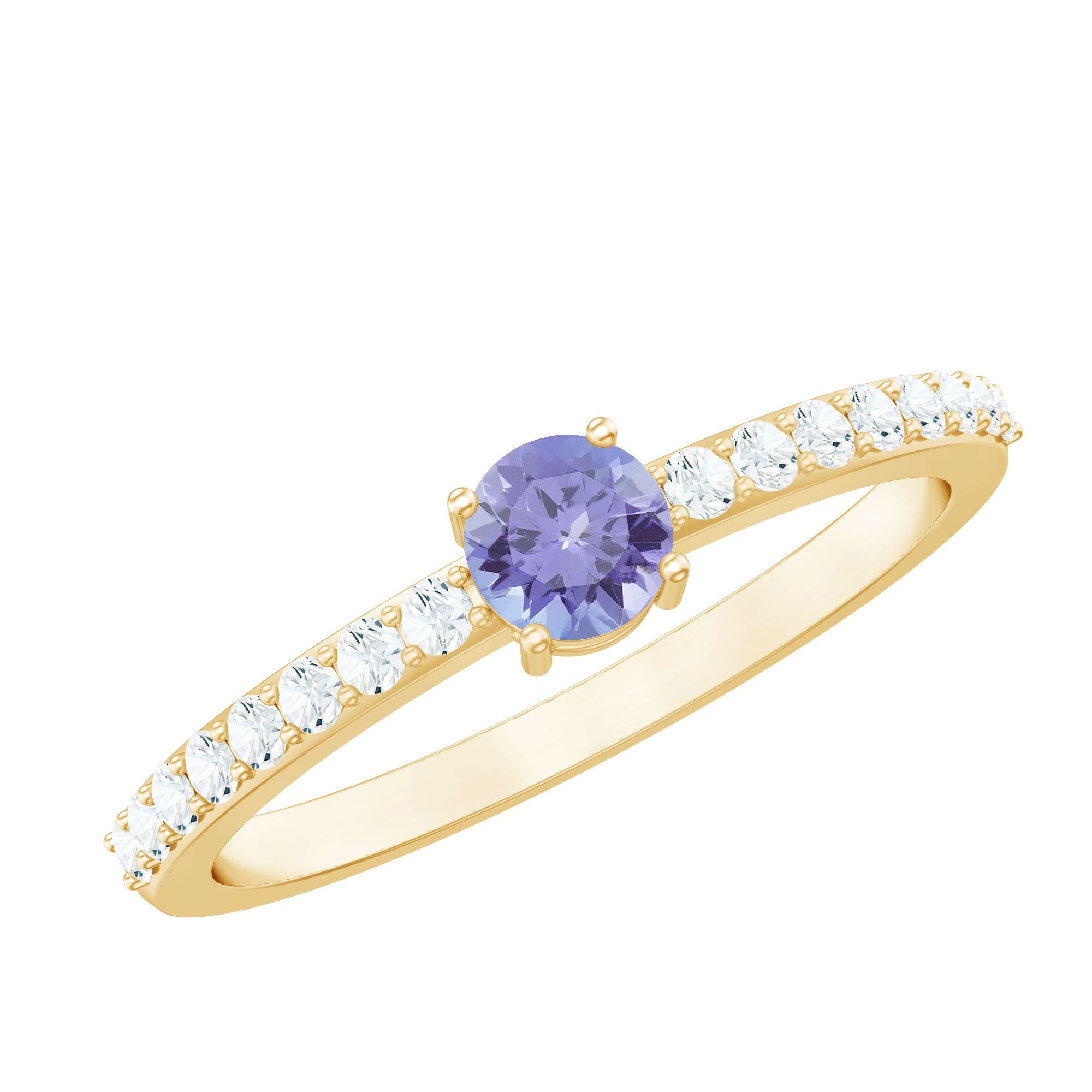 Tanzanite Promise Ring – Natural AAA Grade Blue Gemstone With Diamond Accents