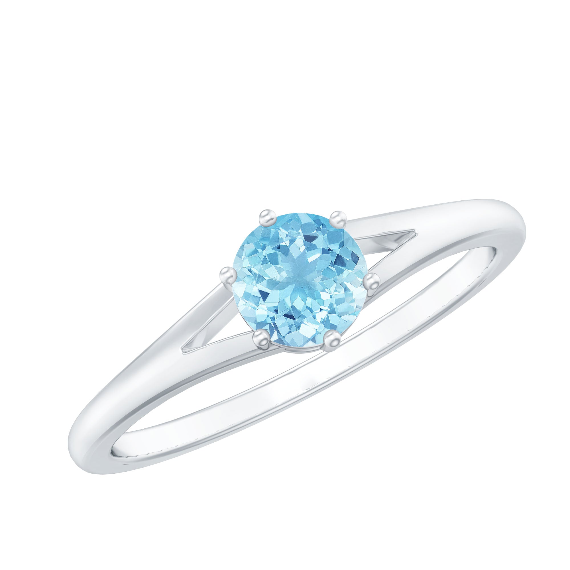 Aquamarine Promise Ring – Classic Solitaire Design With 6-Prong Setting
