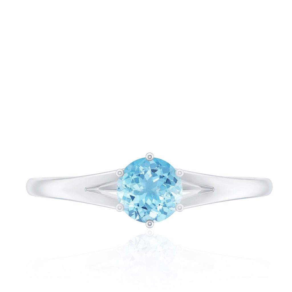 Aquamarine Promise Ring – Classic Solitaire Design With 6-Prong Setting