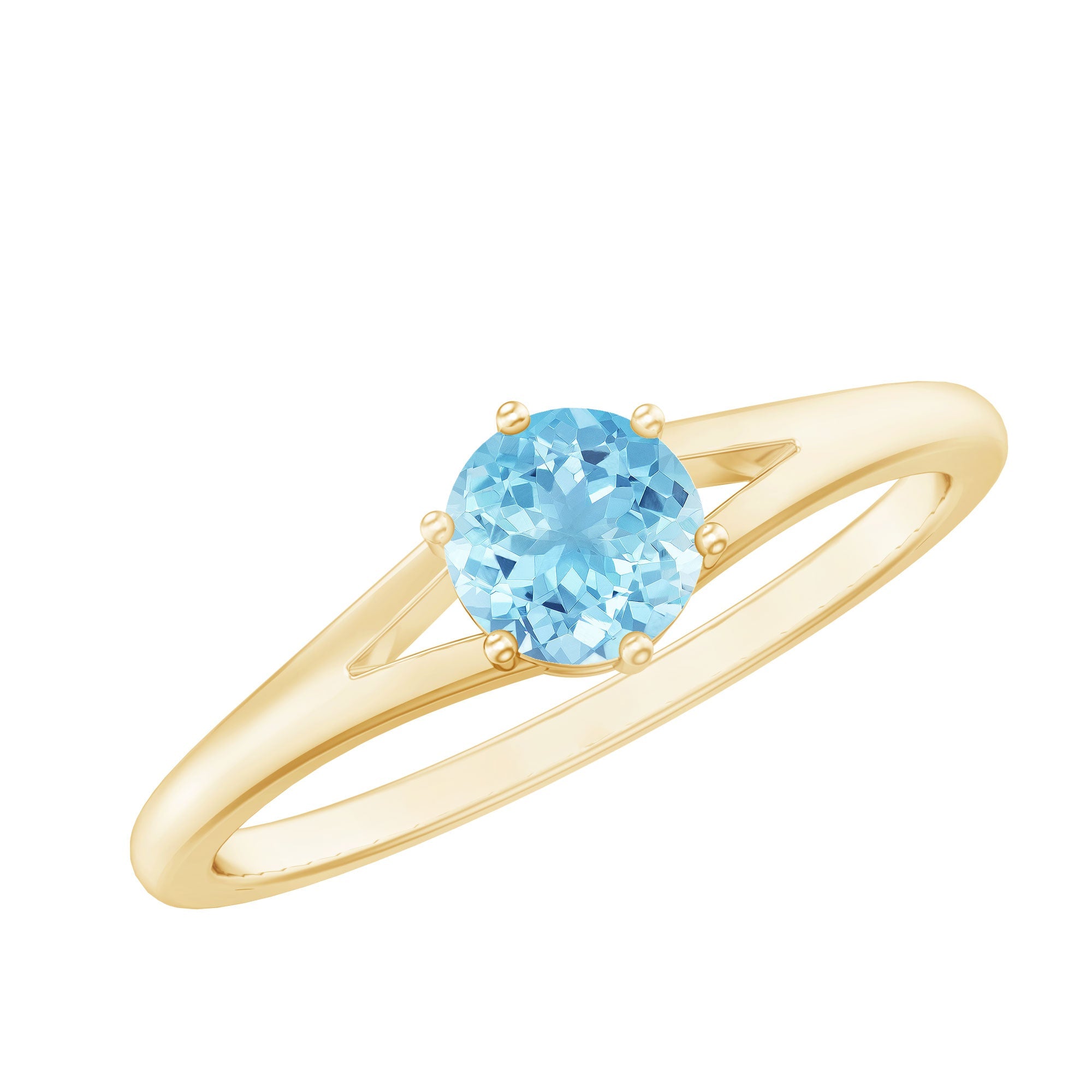 Aquamarine Promise Ring – Classic Solitaire Design With 6-Prong Setting