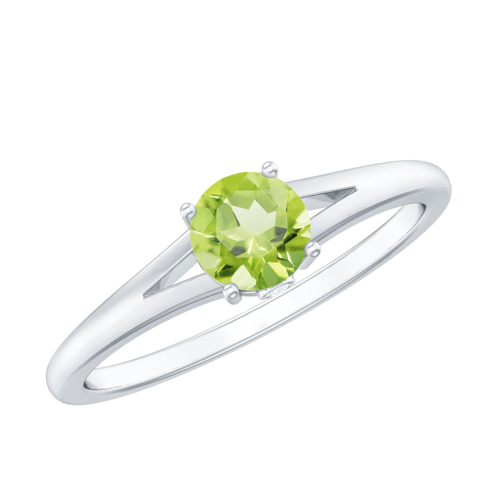 Peridot Promise Ring – Natural Green Gemstone with Diamond Accent, Split Shank Band