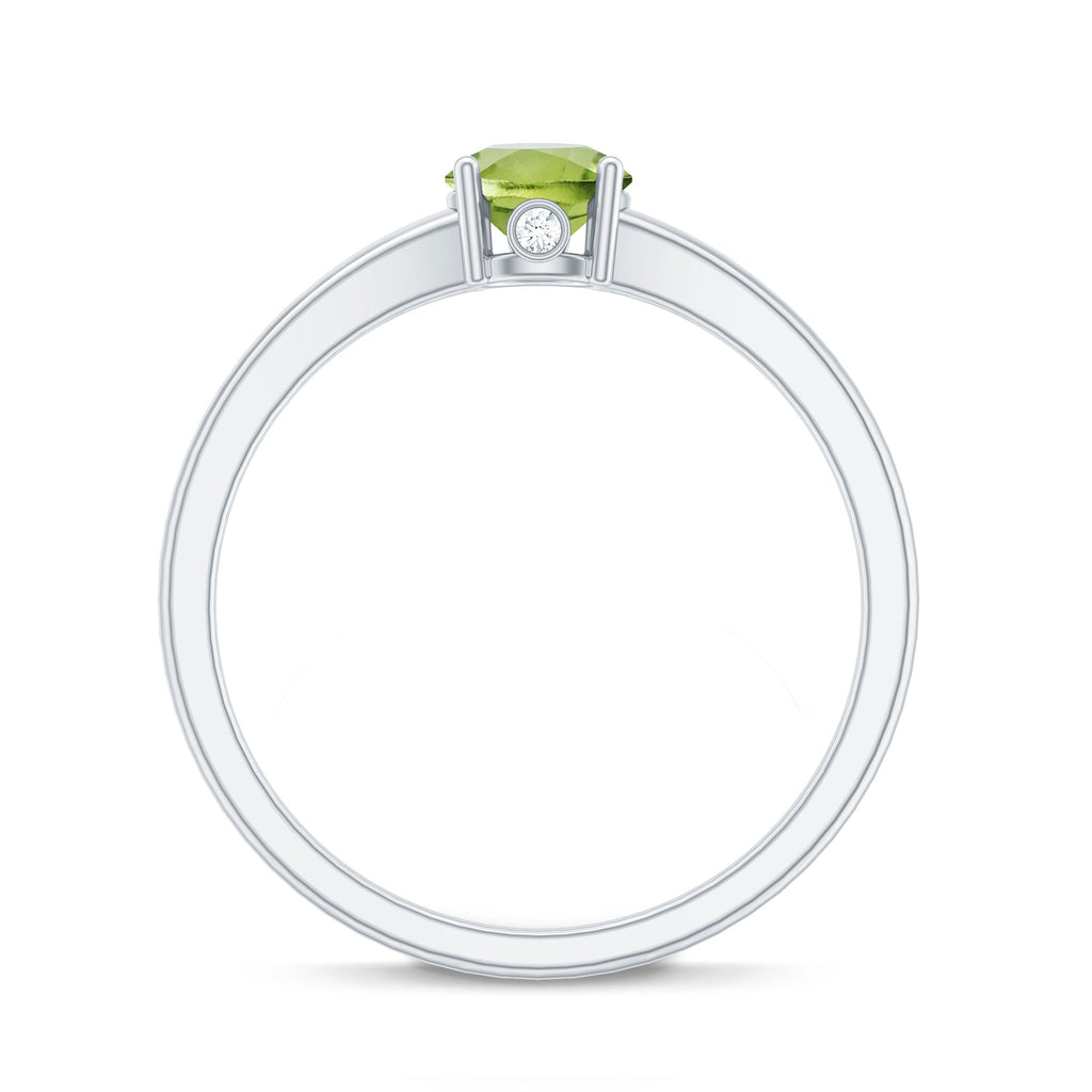 Peridot Promise Ring – Natural Green Gemstone with Diamond Accent, Split Shank Band