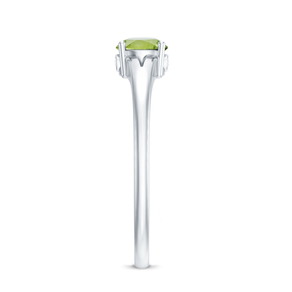 Peridot Promise Ring – Natural Green Gemstone with Diamond Accent, Split Shank Band