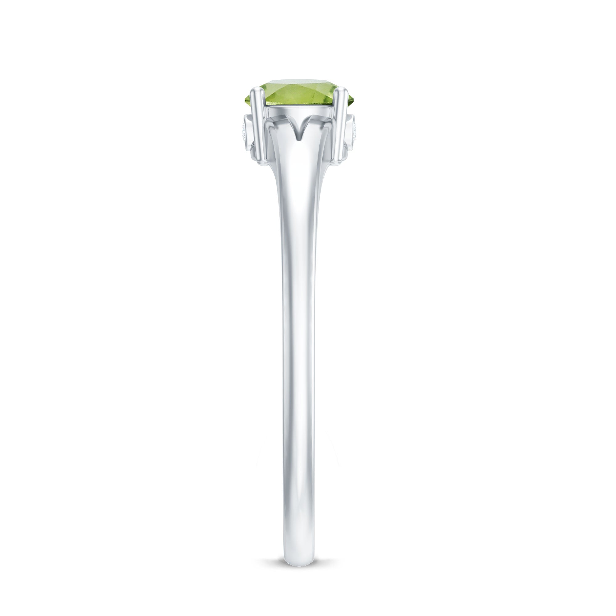 Peridot Promise Ring – Natural Green Gemstone with Diamond Accent, Split Shank Band