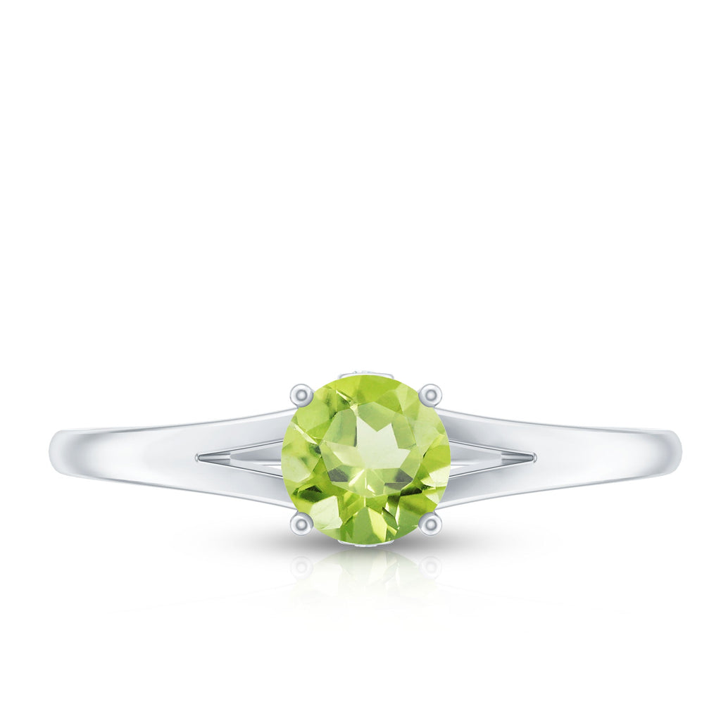 Peridot Promise Ring – Natural Green Gemstone with Diamond Accent, Split Shank Band