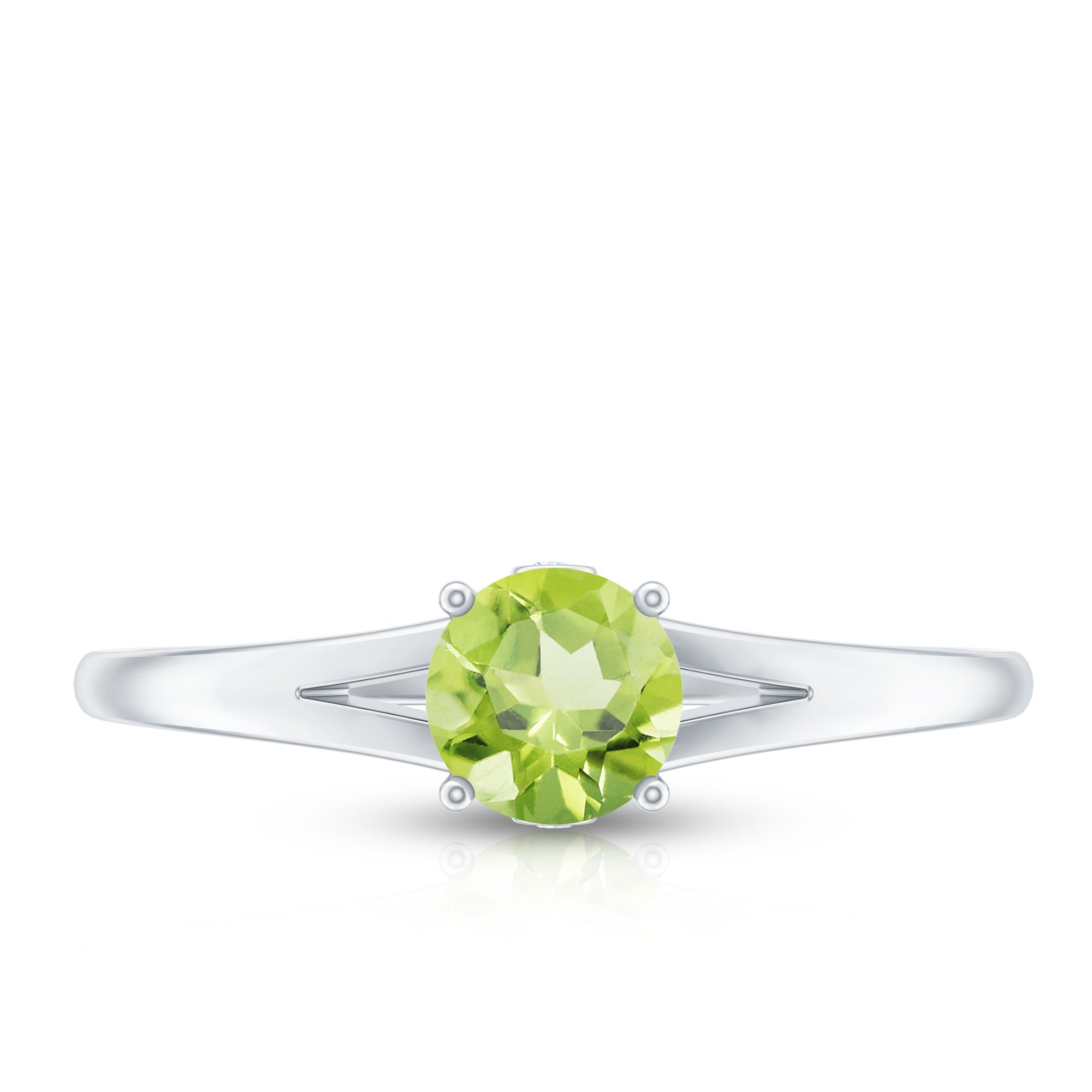Peridot Promise Ring – Natural Green Gemstone with Diamond Accent, Split Shank Band