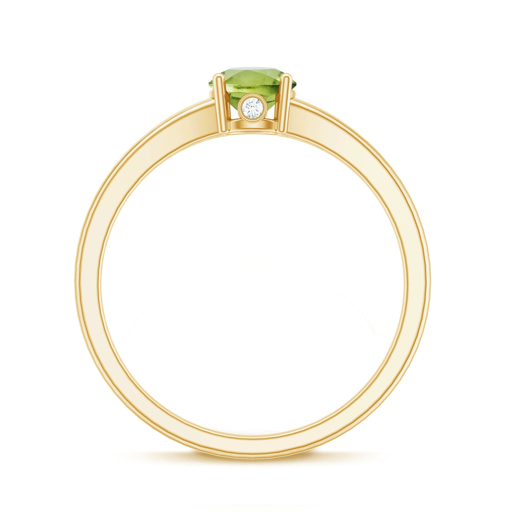 Peridot Promise Ring – Natural Green Gemstone with Diamond Accent, Split Shank Band