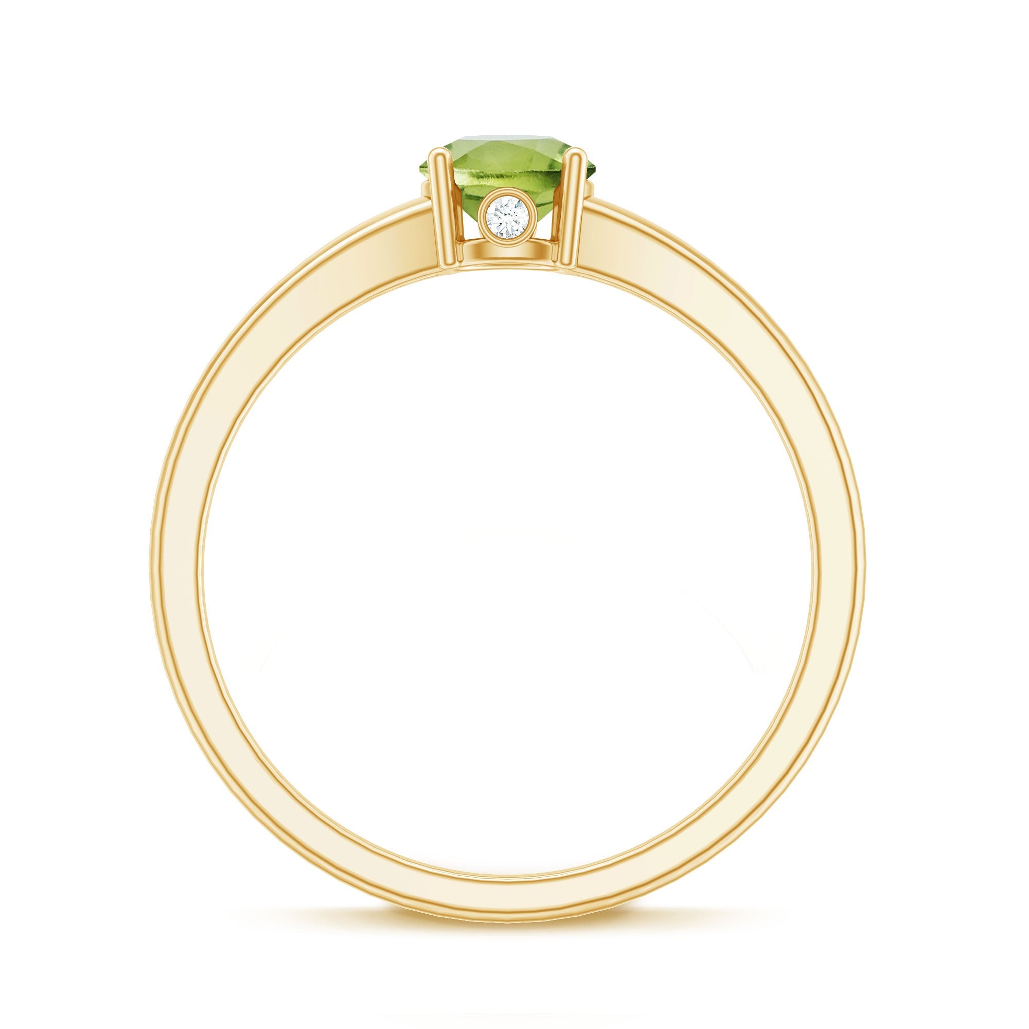 Peridot Promise Ring – Natural Green Gemstone with Diamond Accent, Split Shank Band