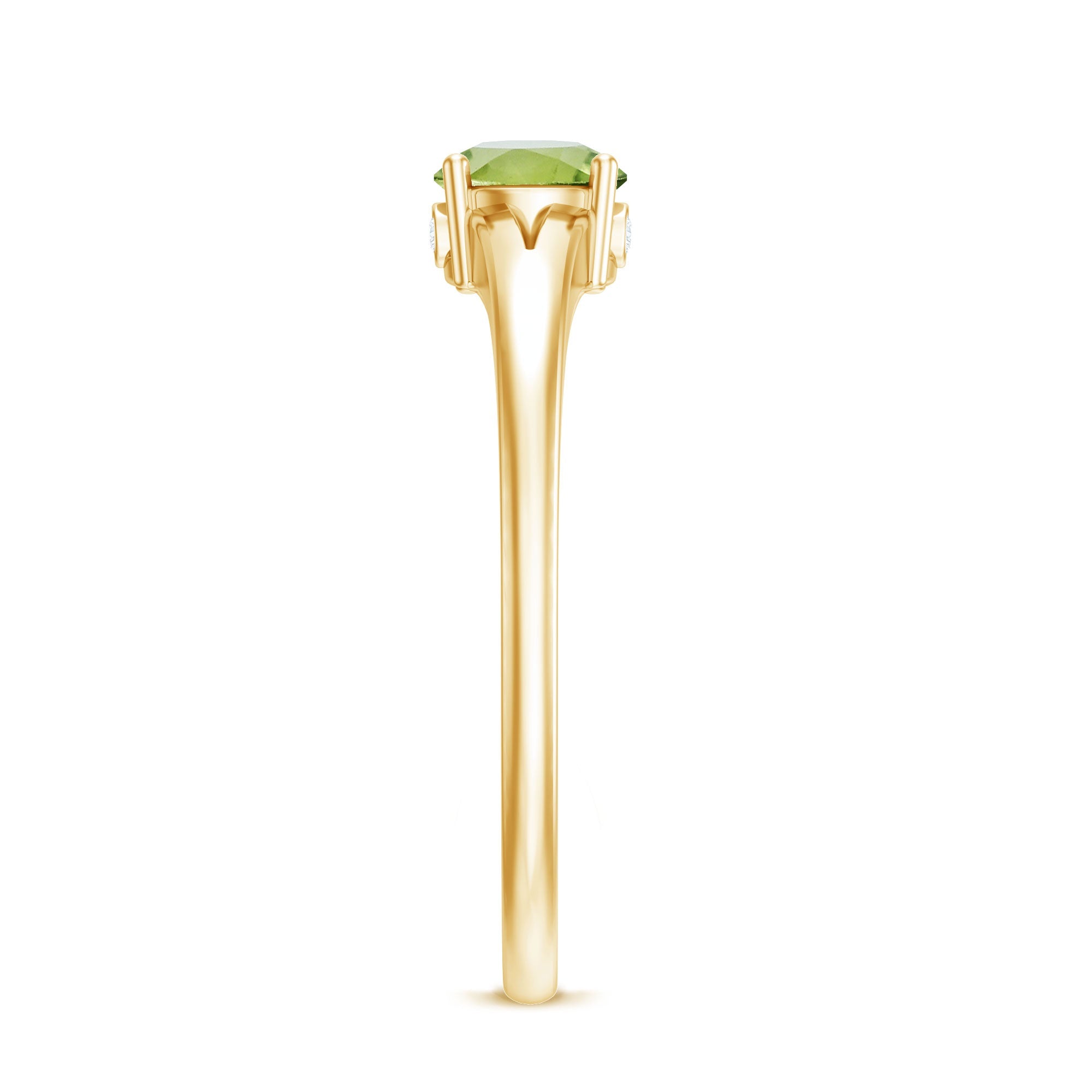 Peridot Promise Ring – Natural Green Gemstone with Diamond Accent, Split Shank Band