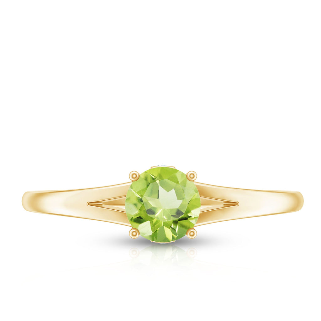 Peridot Promise Ring – Natural Green Gemstone with Diamond Accent, Split Shank Band
