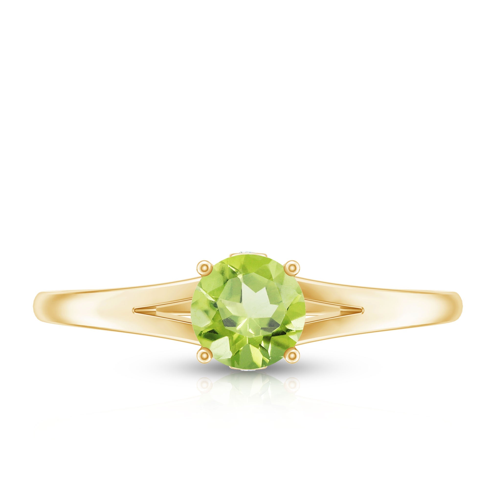 Peridot Promise Ring – Natural Green Gemstone with Diamond Accent, Split Shank Band