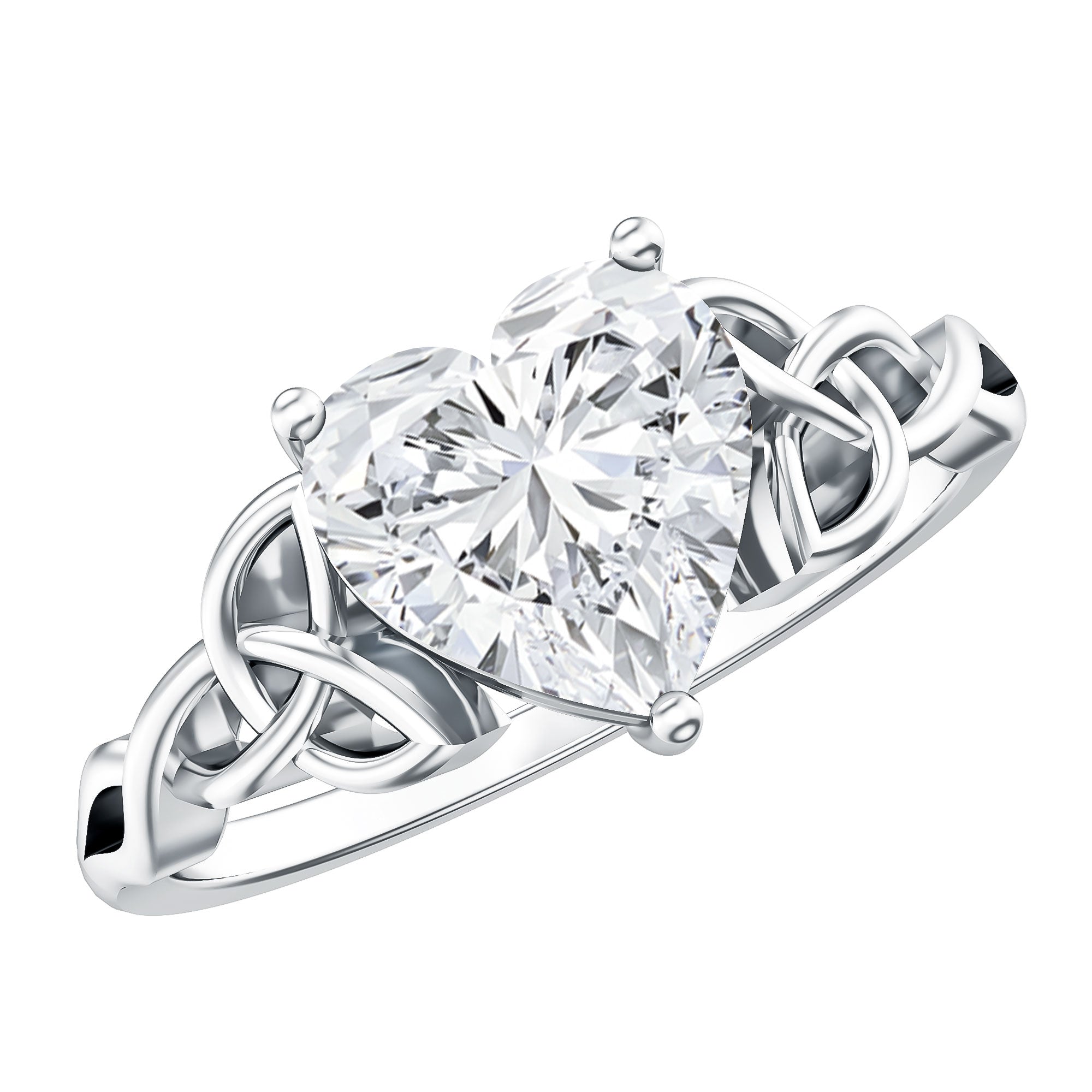 Heart Shaped Moissanite Celtic Engagement Ring