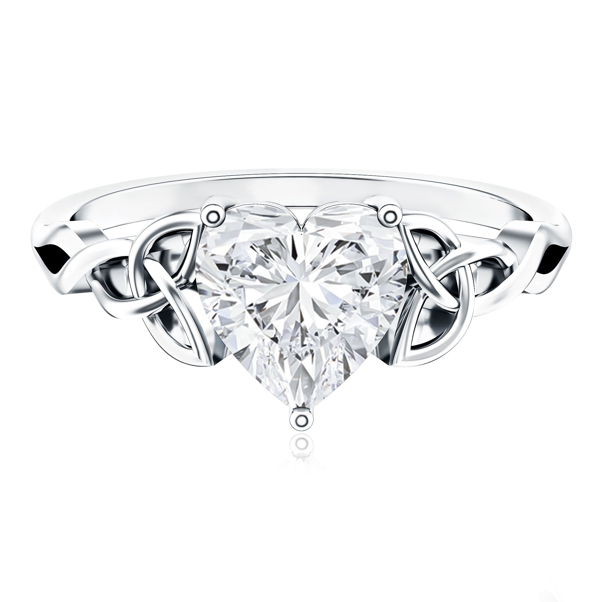 Heart Shaped Moissanite Celtic Engagement Ring