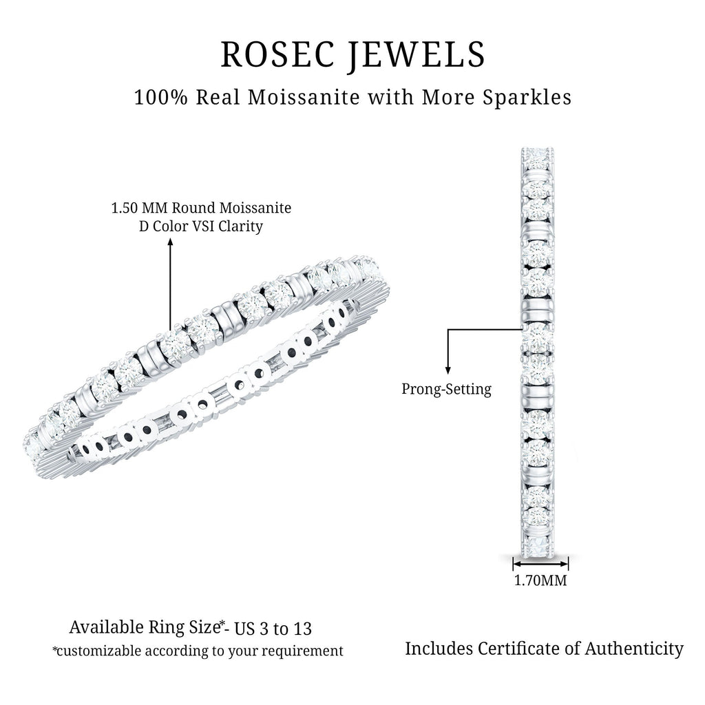 Minimalist Stackable Eternity Ring with Moissanite