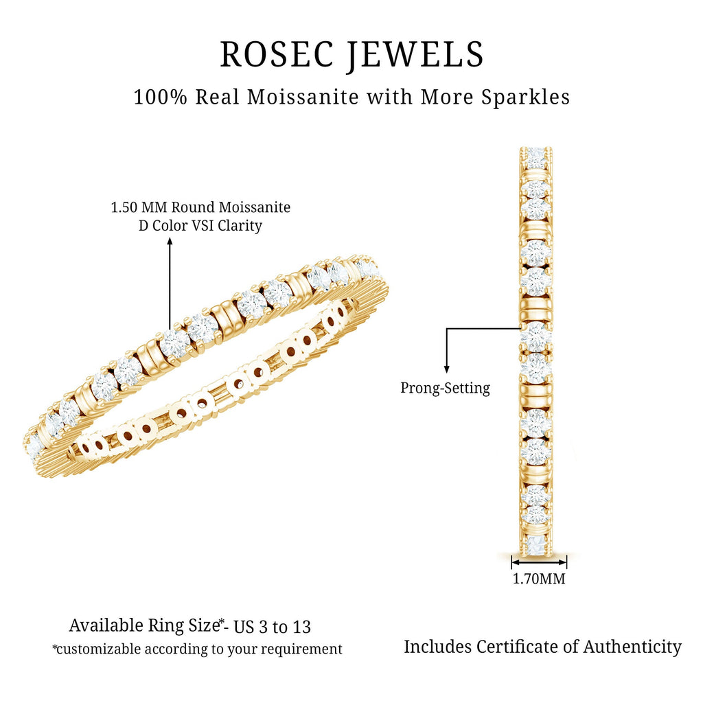 Minimalist Stackable Eternity Ring with Moissanite