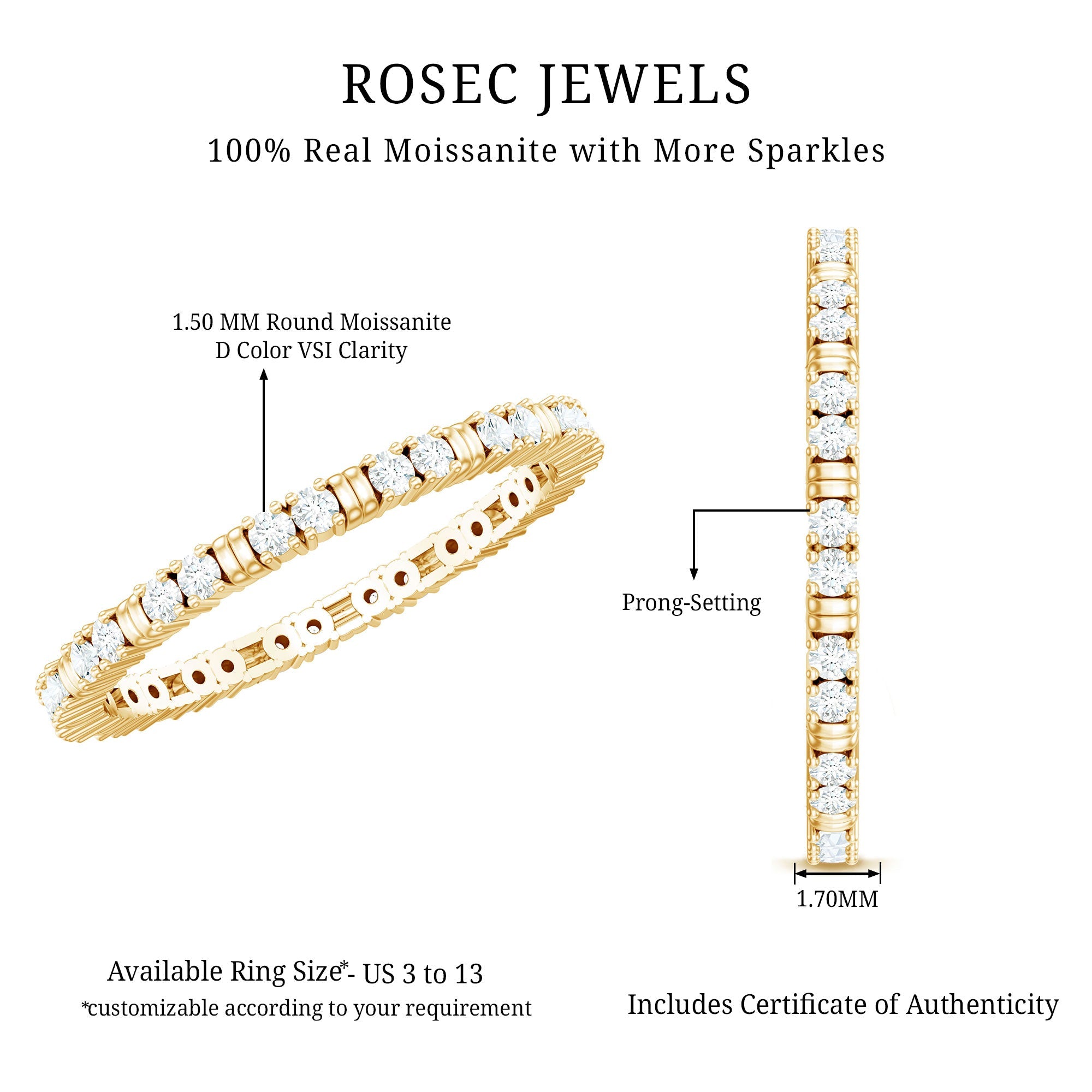 Minimalist Stackable Eternity Ring with Moissanite