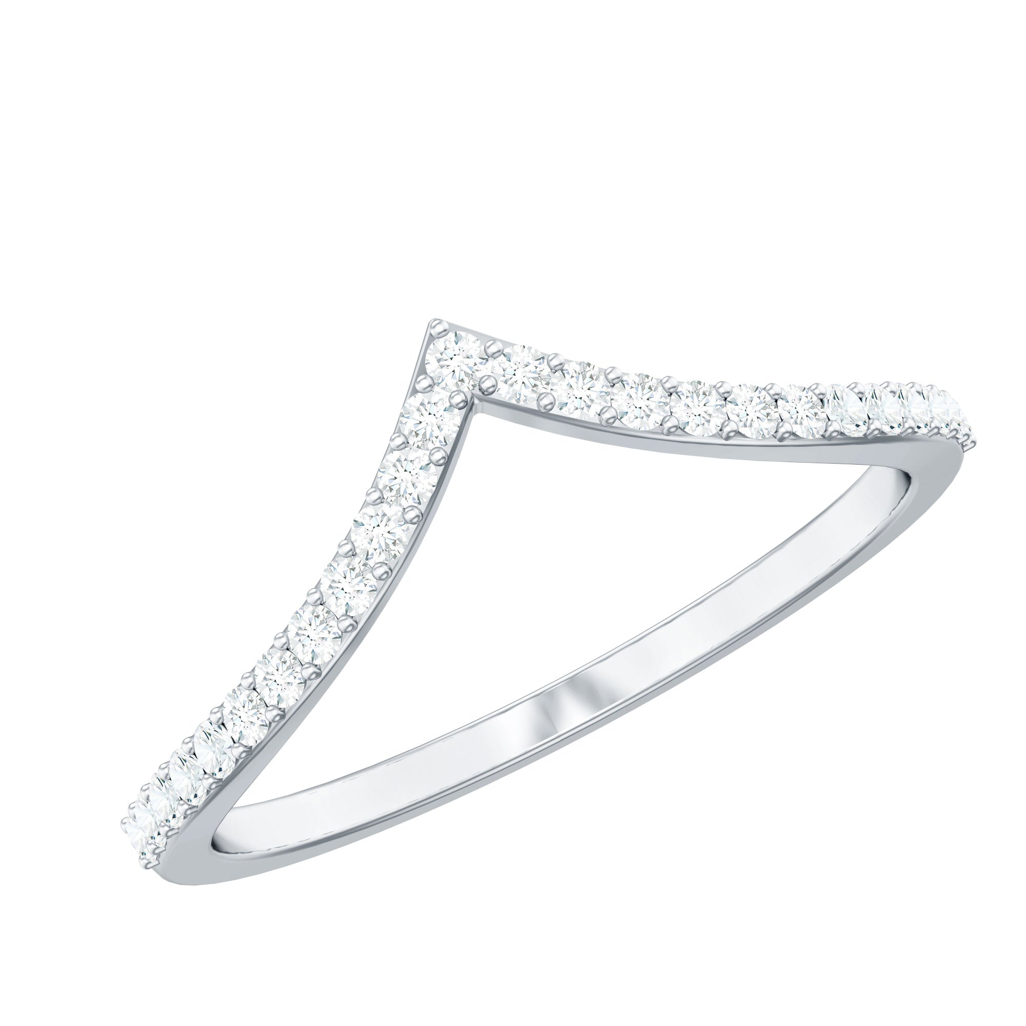 Moissanite Chevron Wedding Ring with Certificate