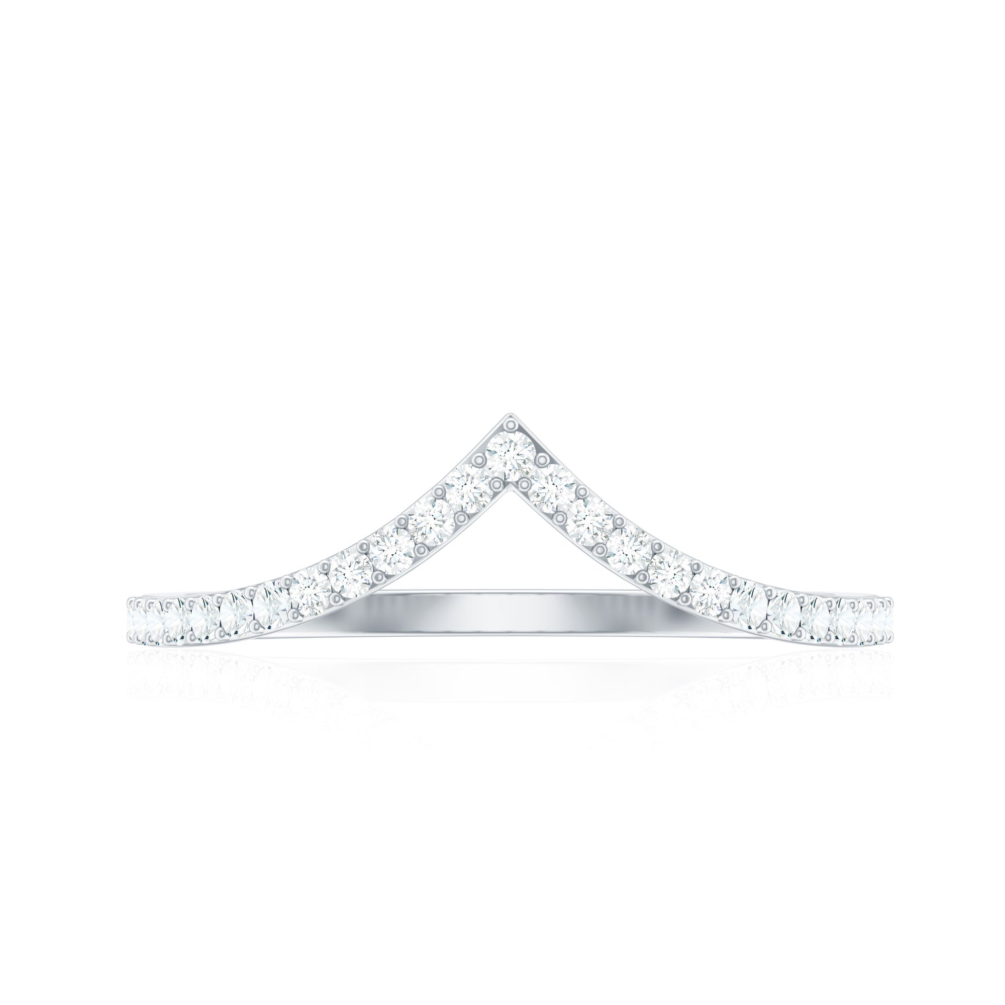 Moissanite Chevron Wedding Ring with Certificate