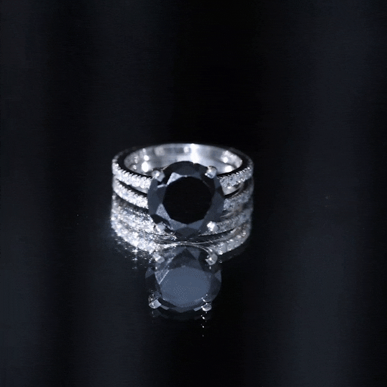 Certified 4.5 Carat Lab Grown Black and White Diamond Wedding Ring Set in Gold Plated Silver