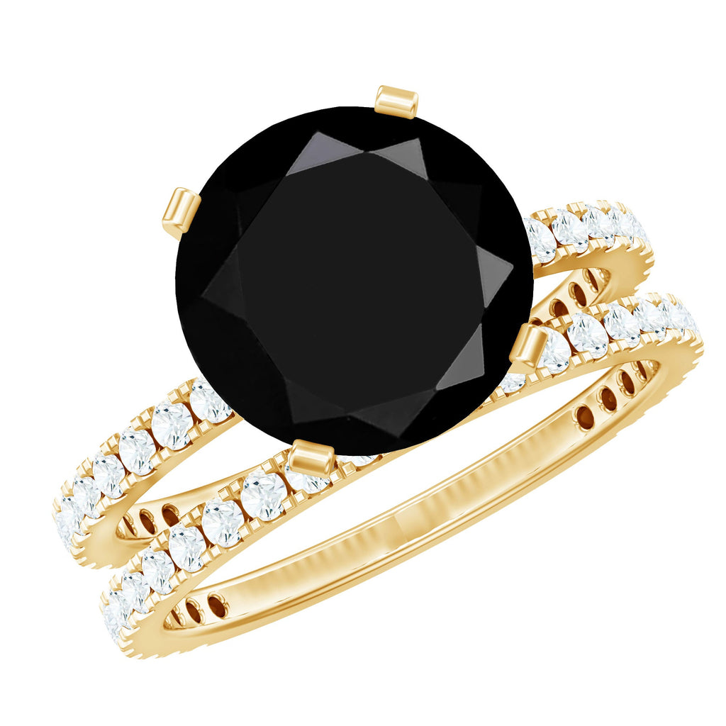 Certified 4.5 Carat Lab Grown Black and White Diamond Wedding Ring Set in Gold Plated Silver