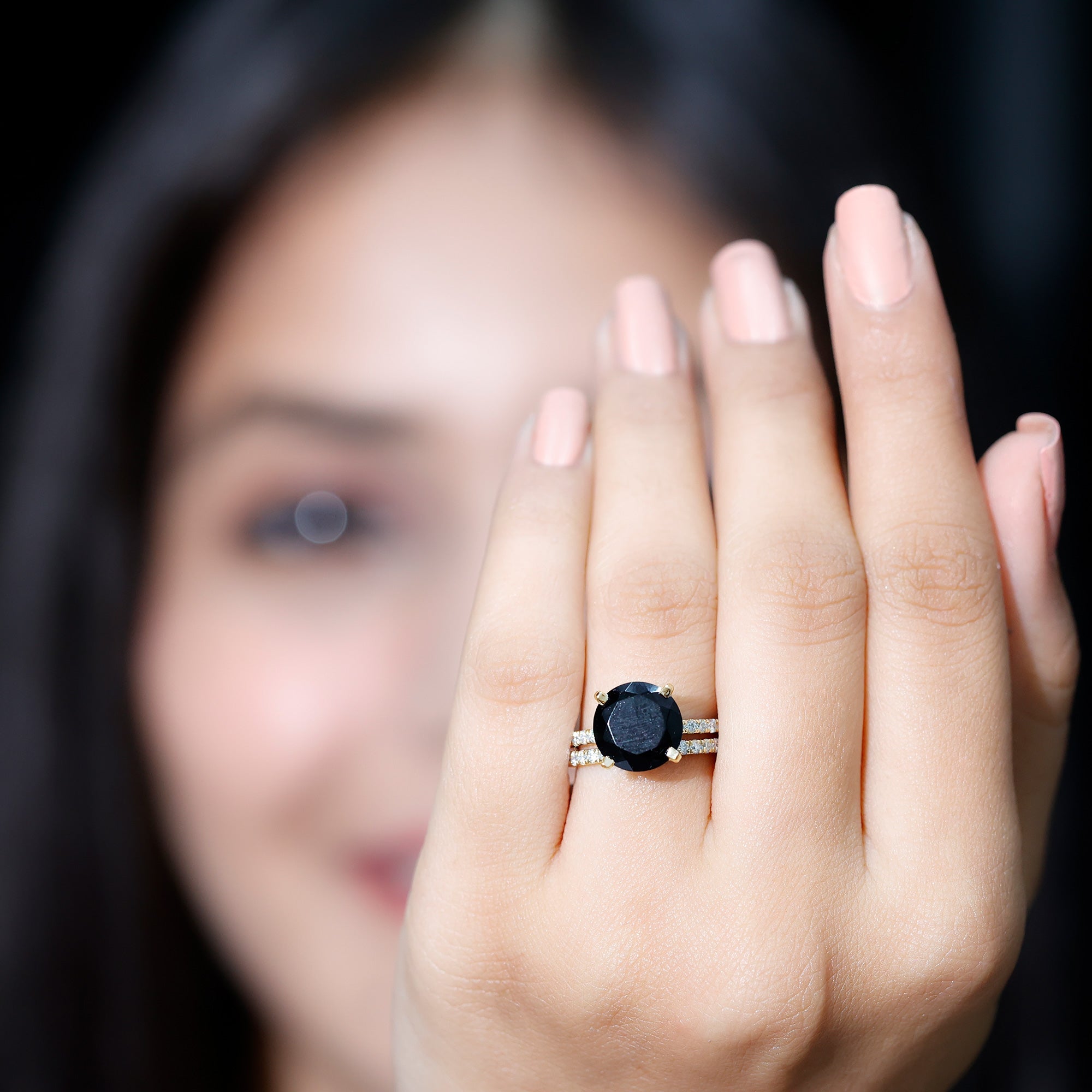 Certified 4.5 Carat Lab Grown Black and White Diamond Wedding Ring Set in Gold Plated Silver