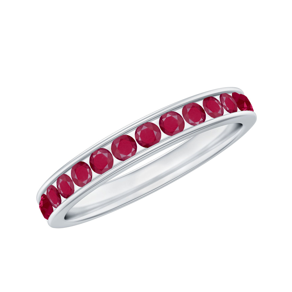 Ruby Eternity Ring – Half Eternity Channel Set With AAA Quality Ruby Stones