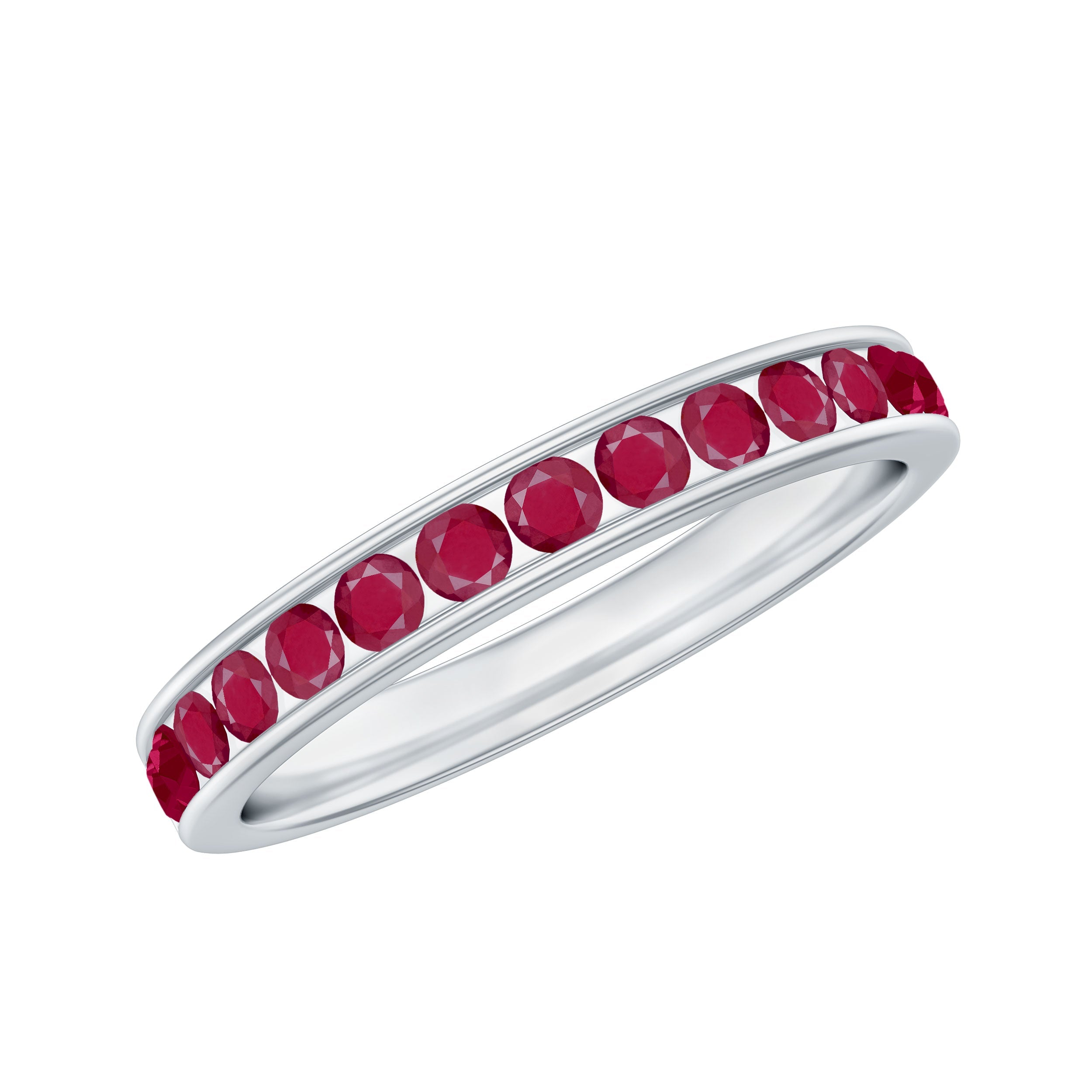 Ruby Eternity Ring – Half Eternity Channel Set With AAA Quality Ruby Stones