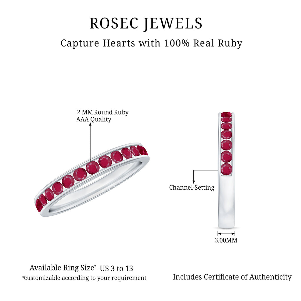 Ruby Eternity Ring – Half Eternity Channel Set With AAA Quality Ruby Stones