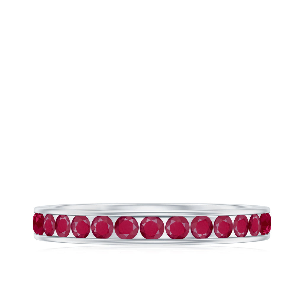 Ruby Eternity Ring – Half Eternity Channel Set With AAA Quality Ruby Stones