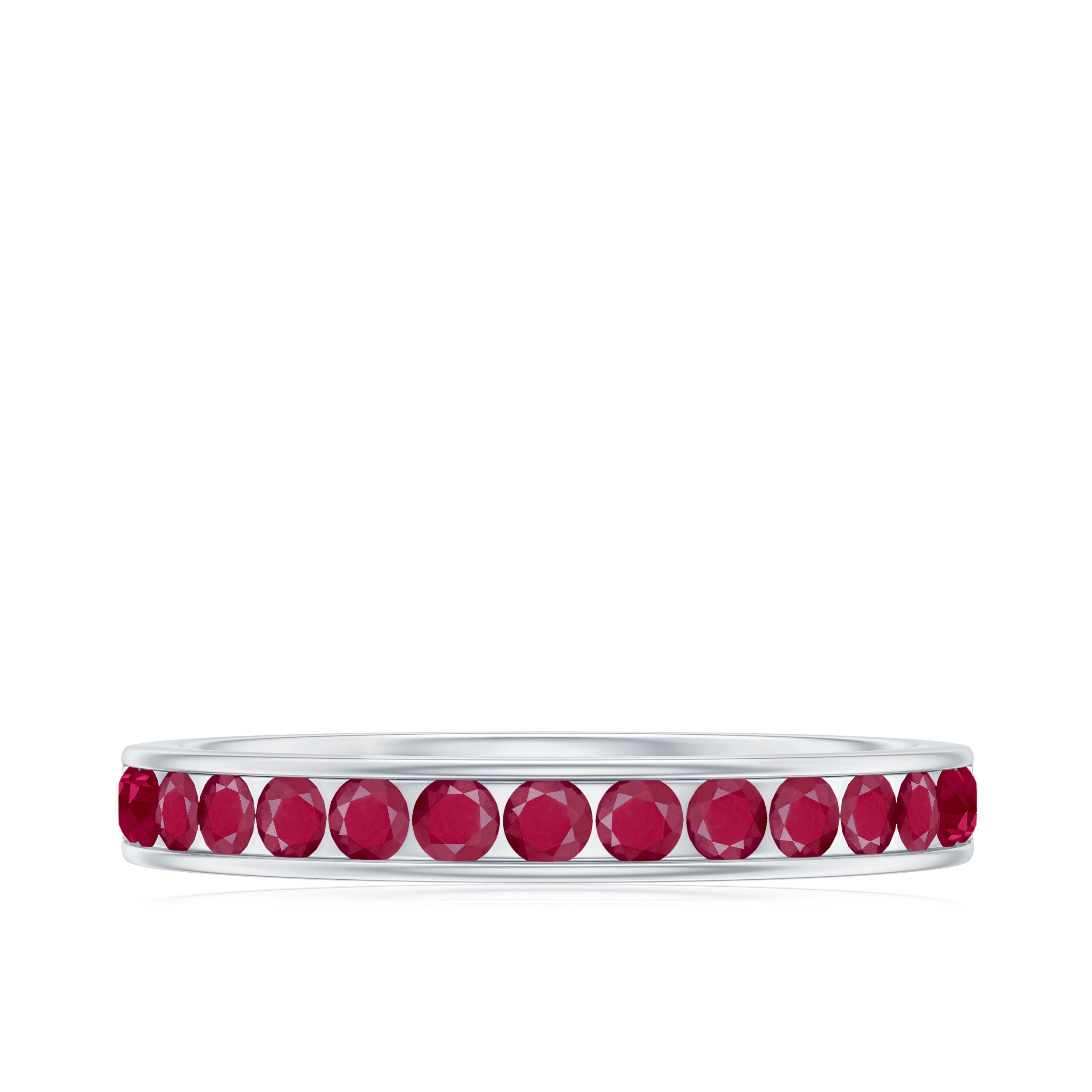 Ruby Eternity Ring – Half Eternity Channel Set With AAA Quality Ruby Stones