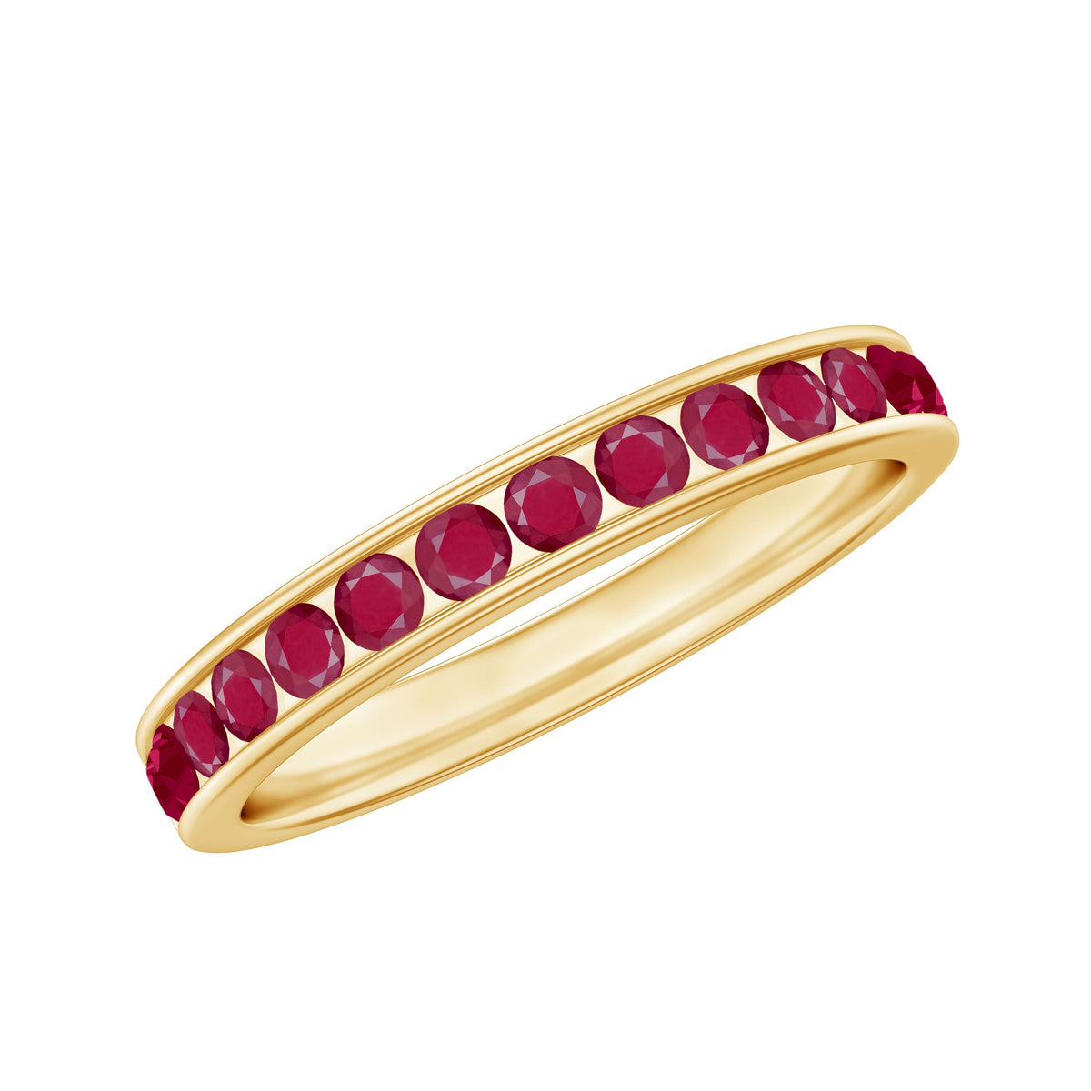 Ruby Eternity Ring – Half Eternity Channel Set With AAA Quality Ruby Stones