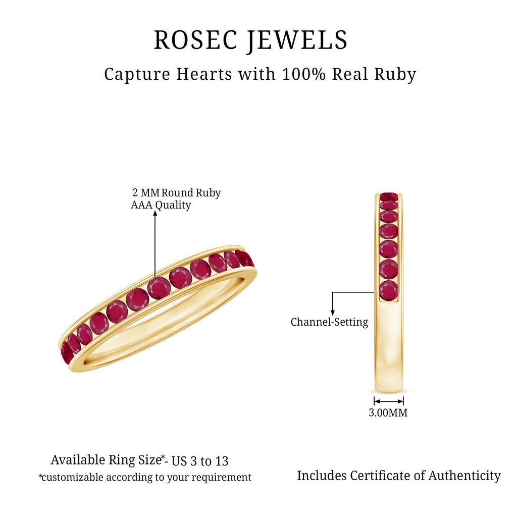 Ruby Eternity Ring – Half Eternity Channel Set With AAA Quality Ruby Stones
