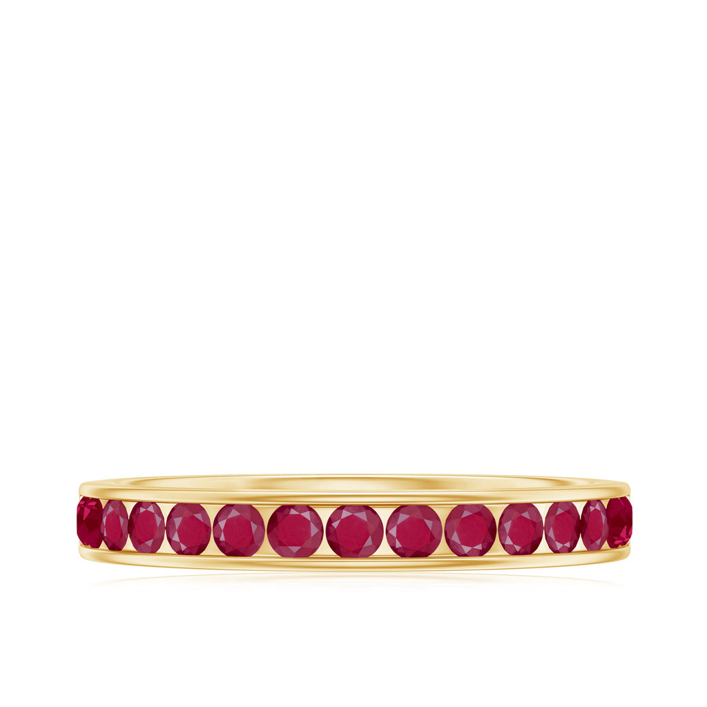 Ruby Eternity Ring – Half Eternity Channel Set With AAA Quality Ruby Stones