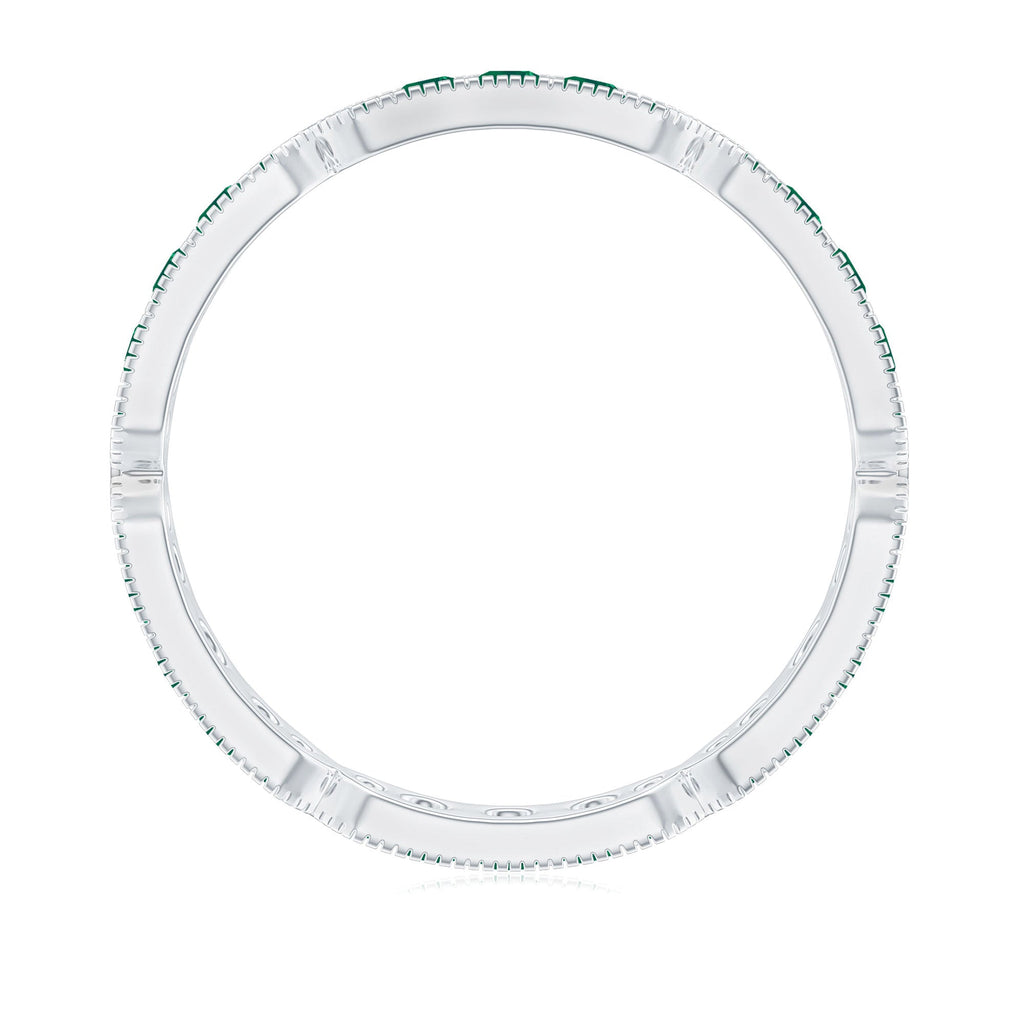 Emerald Eternity Band – Natural Emerald Wedding Ring With Milgrain Detail