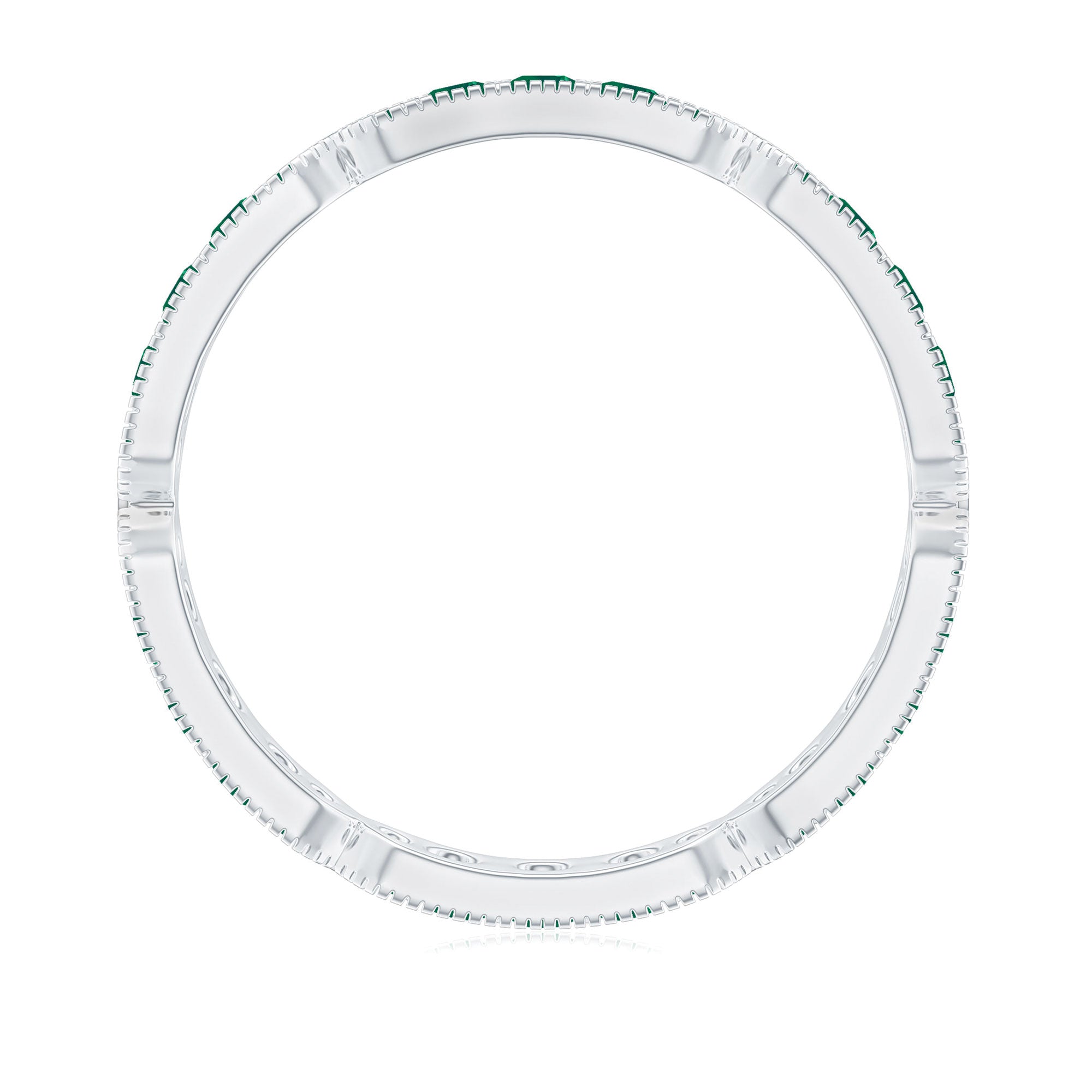 Emerald Eternity Band – Natural Emerald Wedding Ring With Milgrain Detail