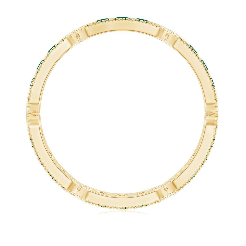 Emerald Eternity Band – Natural Emerald Wedding Ring With Milgrain Detail