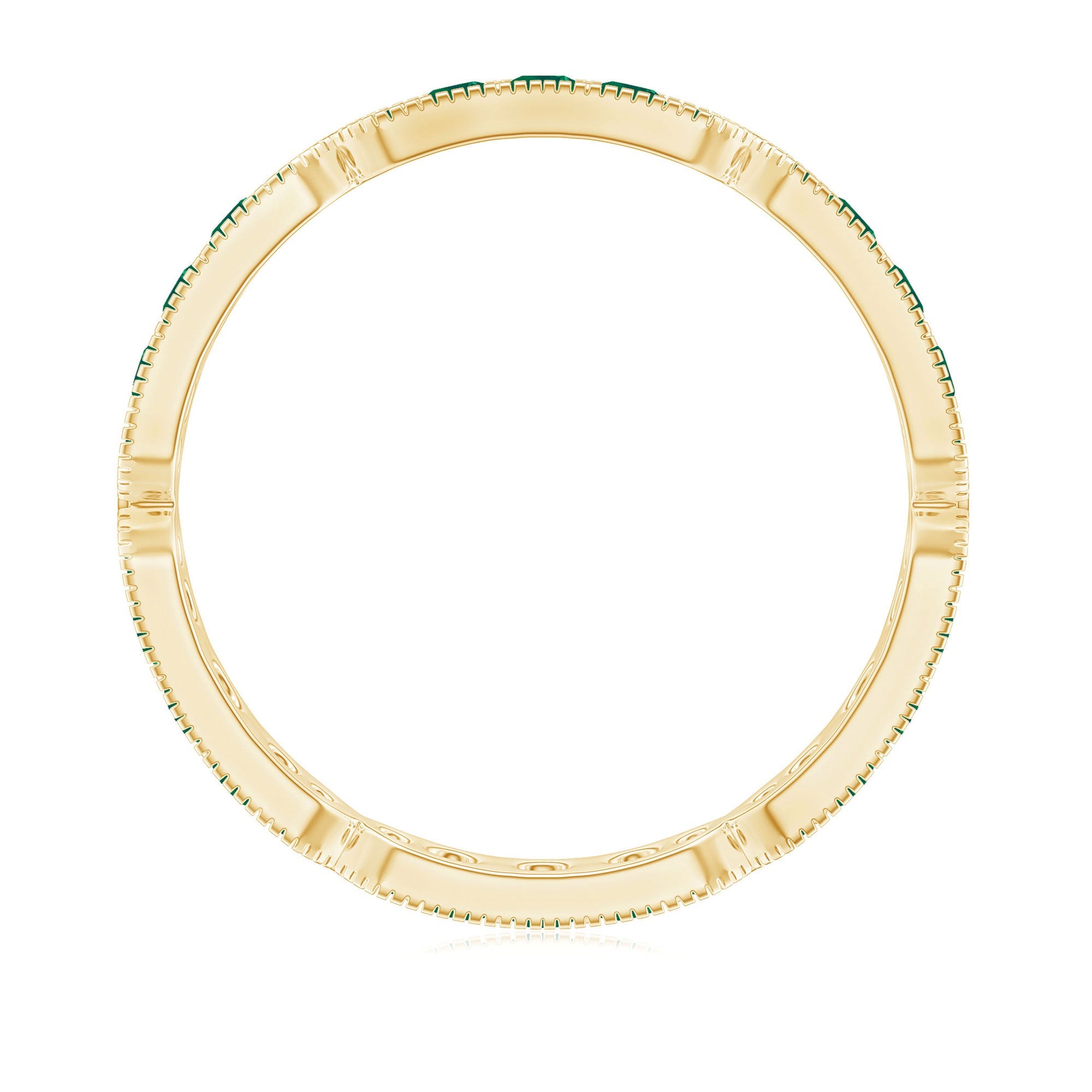 Emerald Eternity Band – Natural Emerald Wedding Ring With Milgrain Detail