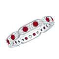Ruby Diamond Eternity Ring – Vintage Style Anniversary Band With Beaded Detailing