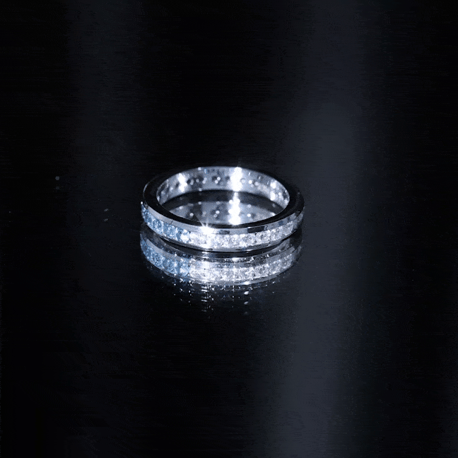 London Blue Topaz and Moissanite Eternity Ring With Certificate
