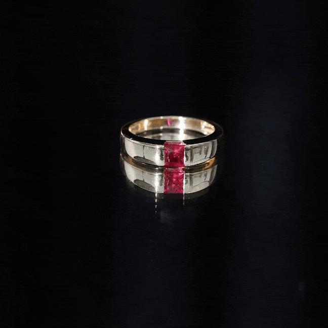 Lab Grown Ruby Ring – 1.5 Carat Princess Cut Solitaire Band with AAAA Quality Gemstone