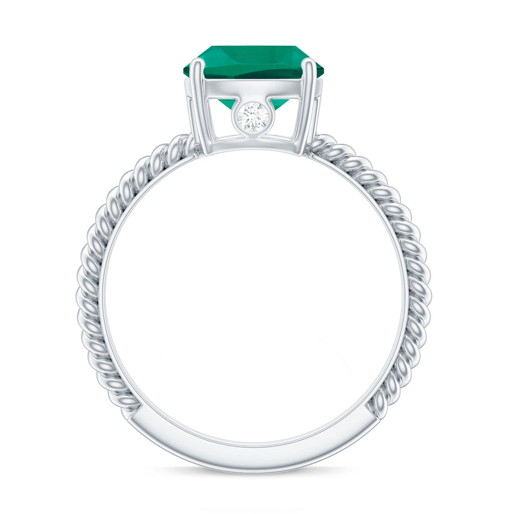 Certified 2 Carat Cushion Cut Lab Grown Emerald Ring for Engagement