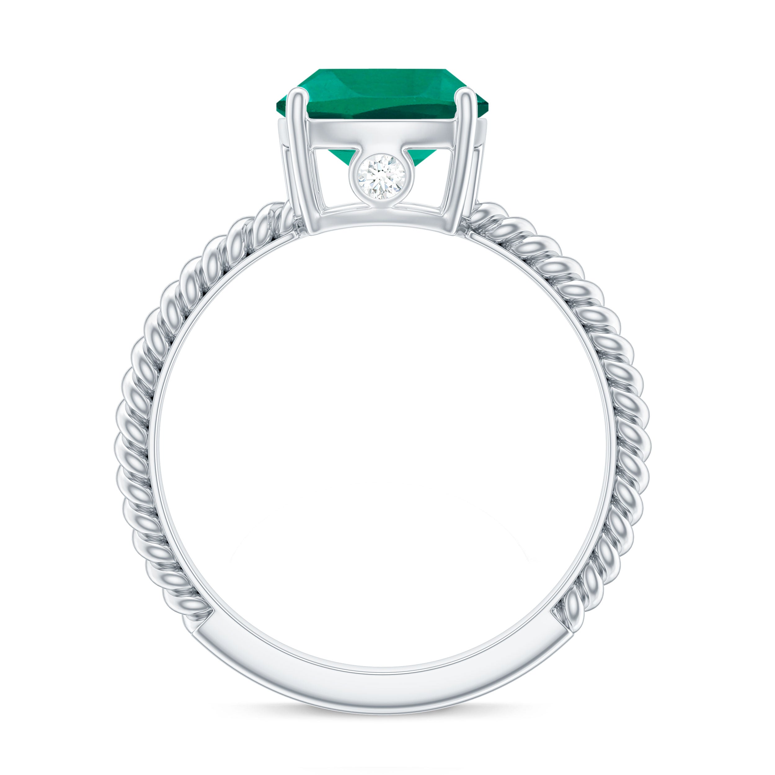 Certified 2 Carat Cushion Cut Lab Grown Emerald Ring for Engagement