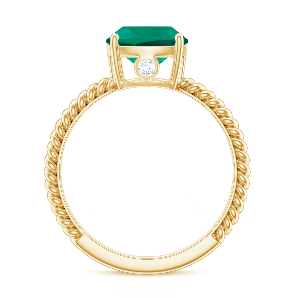Certified 2 Carat Cushion Cut Lab Grown Emerald Ring for Engagement
