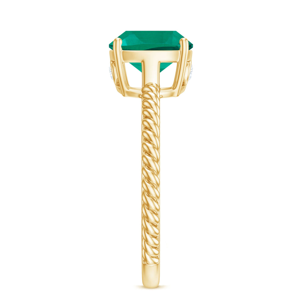 Certified 2 Carat Cushion Cut Lab Grown Emerald Ring for Engagement