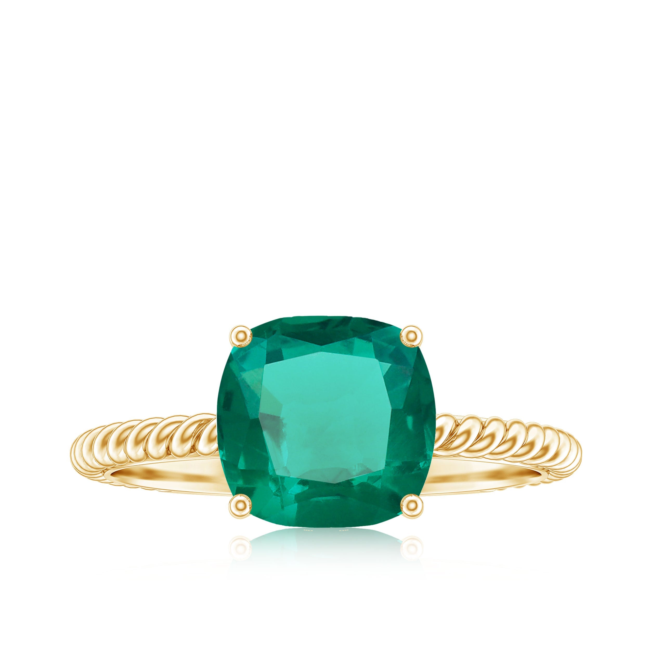 Certified 2 Carat Cushion Cut Lab Grown Emerald Ring for Engagement