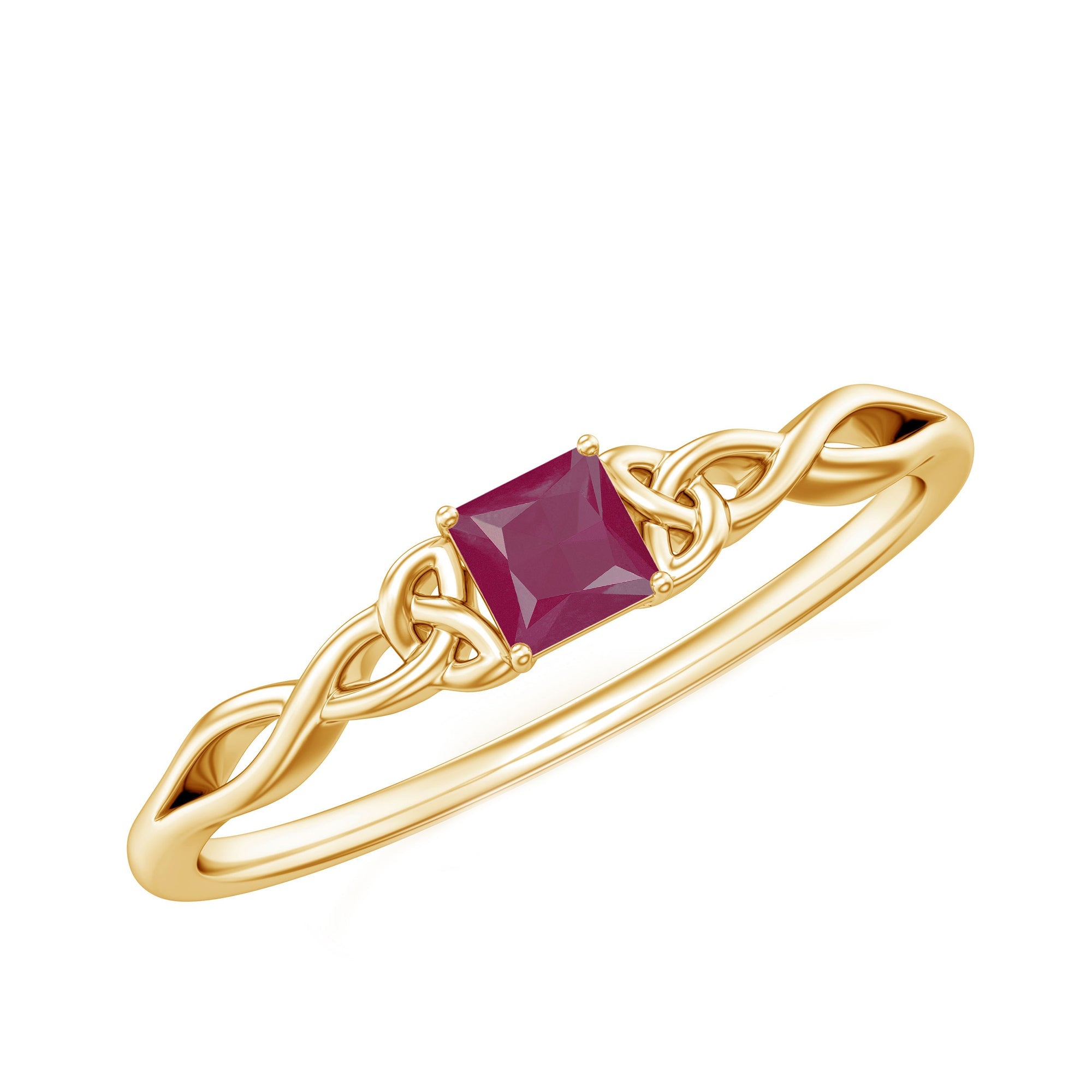 Princess Cut Ruby Ring – Elegant Irish Inspired Promise Band With AAA Quality Stone