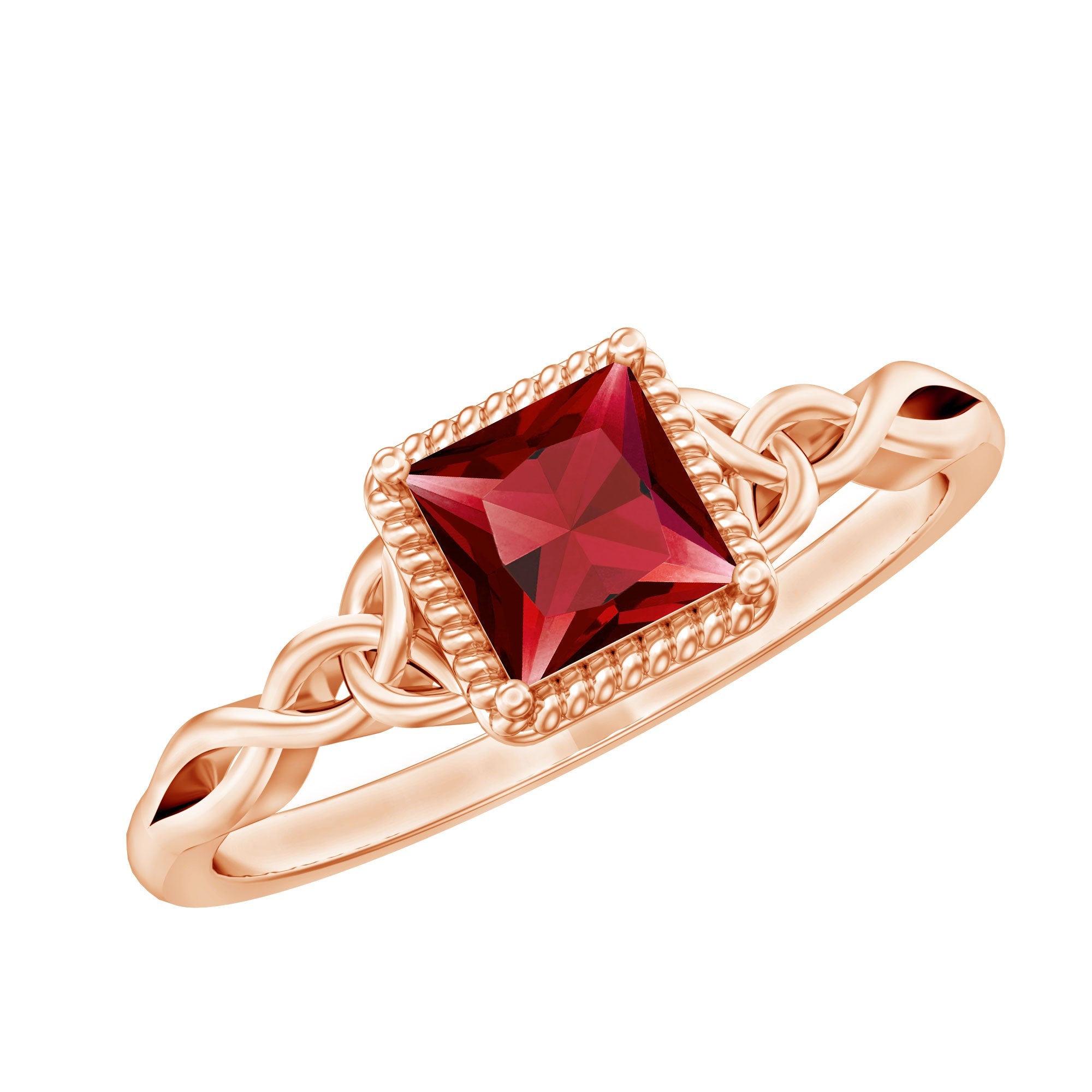 Princess Cut Ruby Ring – 0.8 Carat AAA Quality Red Gemstone Promise Ring