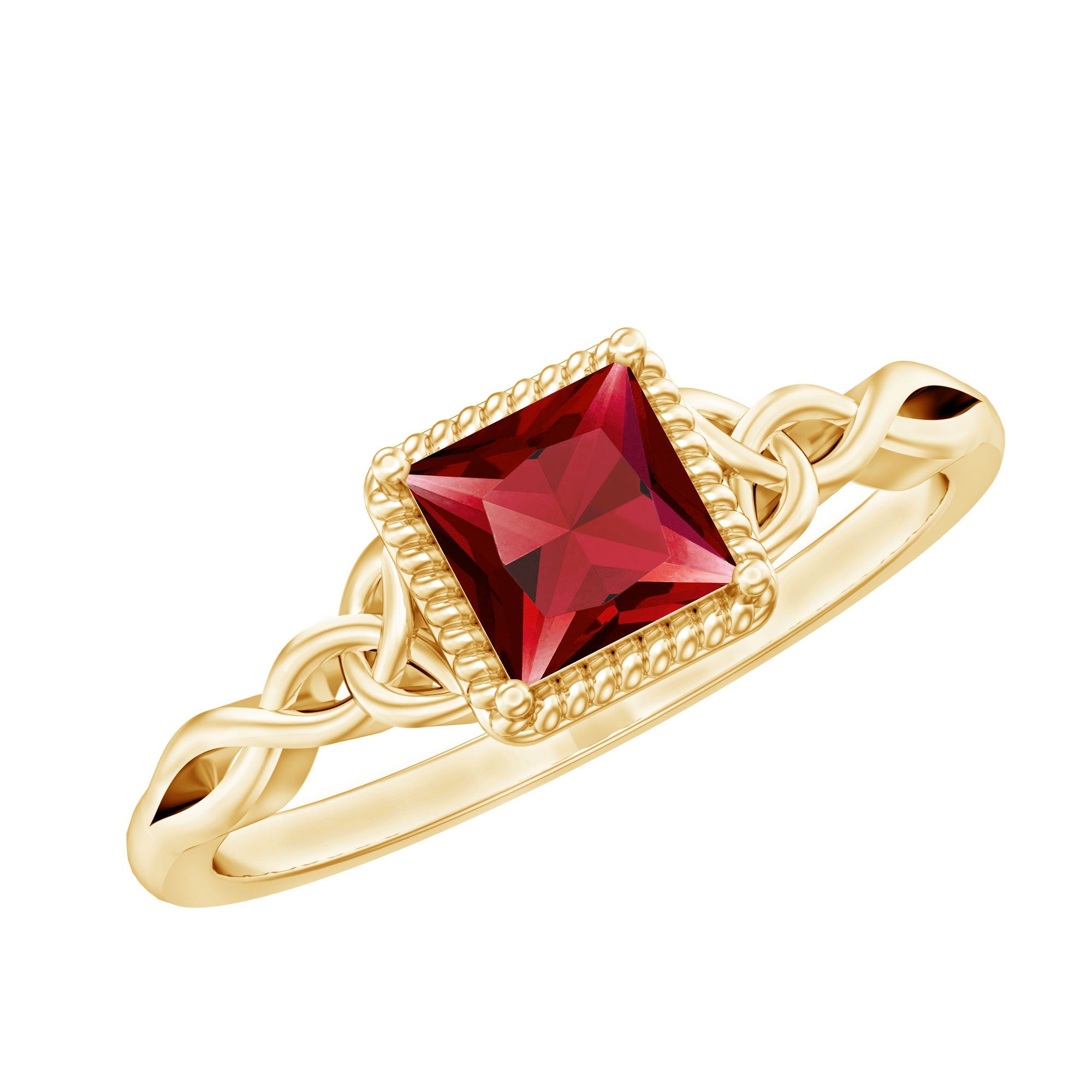 Princess Cut Ruby Ring – 0.8 Carat AAA Quality Red Gemstone Promise Ring